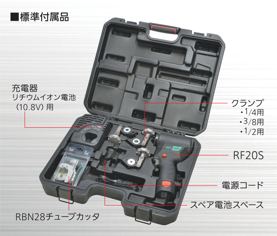 コードレスフレア RF20S(生産終了品) – REX / レッキス工業株式会社